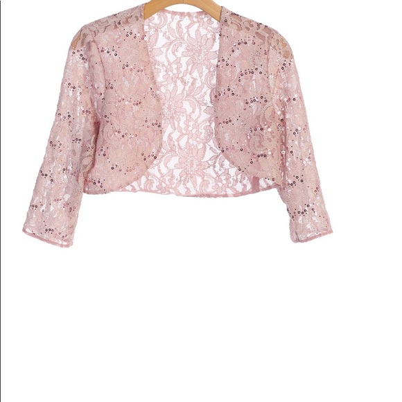 NWT Rose Pink Lace 3/4 Sleeves Bolero Jacket - Picture 1 of 5